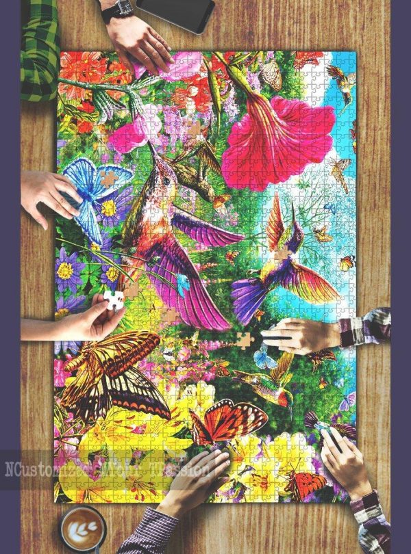 Vivid Hummingbird Garden Jigsaw Puzzle Set
