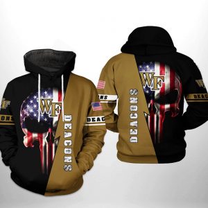 Wake Forest Demon Deacons NCAA US Flag Skull 3D Printed Hoodie/Zipper Hoodie