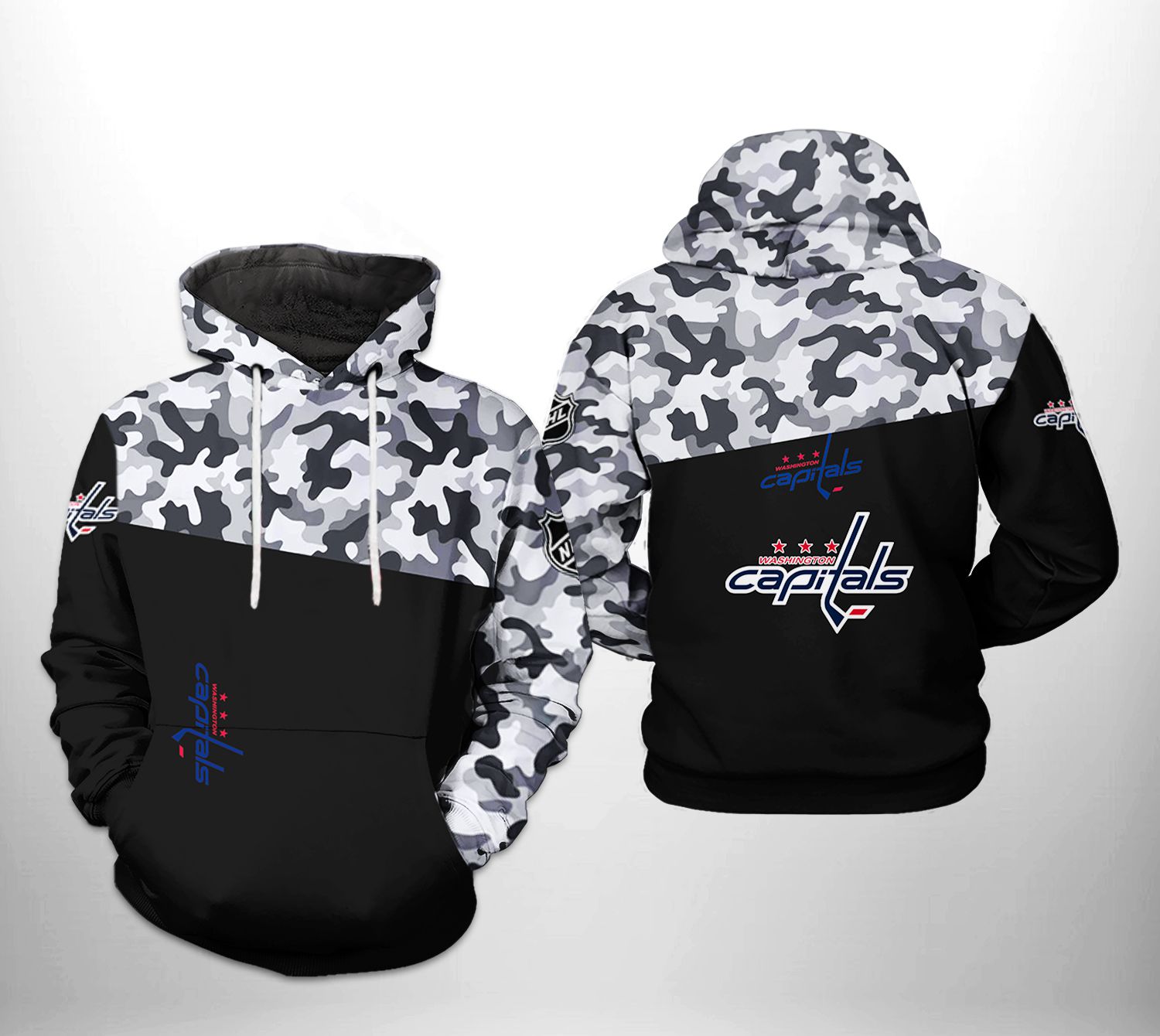 Washington Capitals NHL Camo Veteran 3D Printed Hoodie/Zipper Hoodie Washington Capitals NHL Camo Veteran 3D Printed Hoodie/Zipper Hoodie