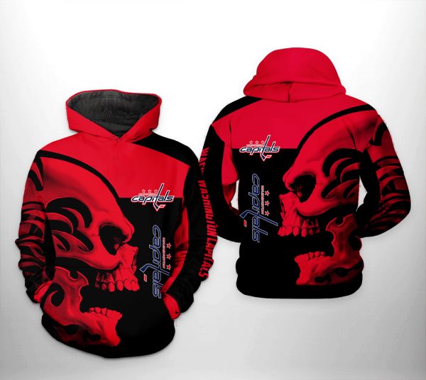 Washington Capitals NHL Skull 3D Printed Hoodie/Zipper Hoodie