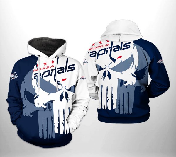 Washington Capitals NHL Team Skull 3D Printed Hoodie/Zipper Hoodie
