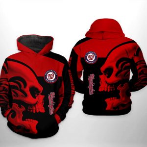 Washington Nationals MLB Skull 3D Printed Hoodie/Zipper Hoodie