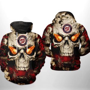 Washington Nationals MLB Skull 3D Printed Hoodie/Zipper Hoodie