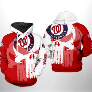 Washington Nationals MLB Team Skull 3D Printed Hoodie/Zipper Hoodie