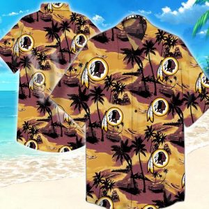 Washington Redskins Coconut Tree Hawaiian Shirt Summer Button Up