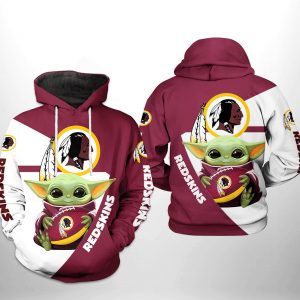 Washington Redskins NFL Baby Yoda Team 3D Printed Hoodie/Zipper Hoodie