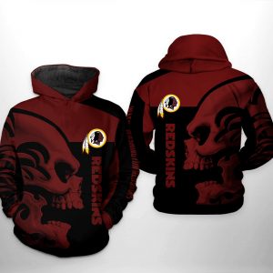 Washington Redskins NFL Skull 3D Printed Hoodie/Zipper Hoodie