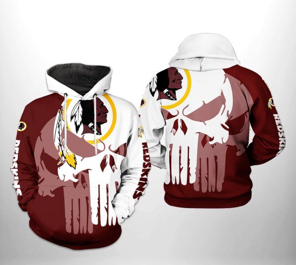 Washington Redskins NFL Team Skull 3D Printed Hoodie/Zipper Hoodie