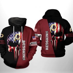 Washington Redskins NFL US Flag Skull Team 3D Printed Hoodie/Zipper Hoodie