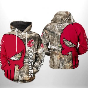Washington State Cougars NCAA Camo Veteran Hunting 3D Printed Hoodie/Zipper Hoodie