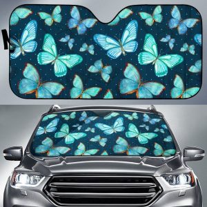 Watercolor Blue Butterfly Car Auto Sun Shade