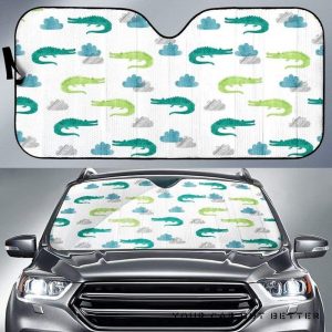 Watercolor Crocodile Pattern Car Auto Sun Shade