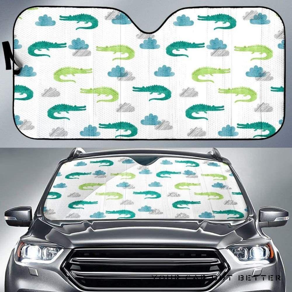 Watercolor Crocodile Pattern Car Auto Sun Shade Watercolor Crocodile Pattern Car Auto Sun Shade