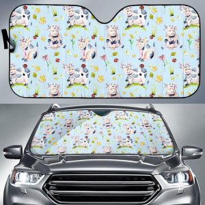 Watercolor Toon Cow Car Auto Sun Shade