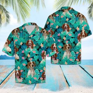 Welsh Springer Spaniel Tropical Hawaiian Shirt Summer Button Up