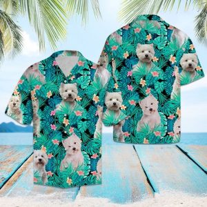 West Highland White Terrier Tropical Hawaiian Shirt Summer Button Up
