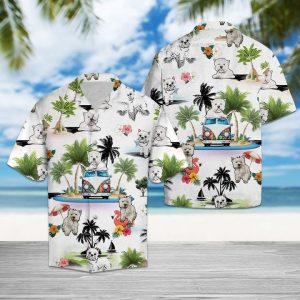 West Highland White Terrier Vacation Hawaiian Shirt Summer Button Up