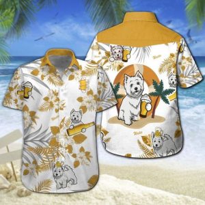 Westie Beer Hawaiian Shirt Summer Button Up
