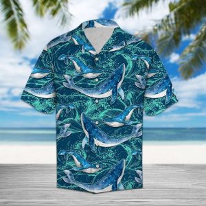 Whale Waves Hawaiian Shirt Summer Button Up