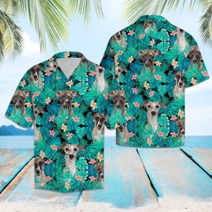 Whippet Tropical Hawaiian Shirt Summer Button Up
