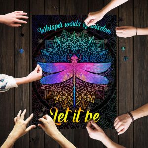 Whisper Words Of Wisdom Let It Be Dragonfly Mandala Hippie Jigsaw Puzzle Set
