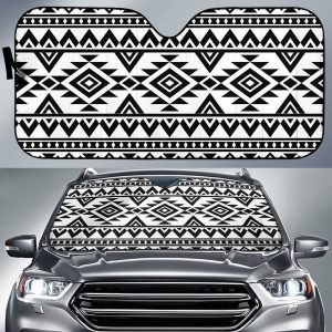 White And Black Aztec Car Auto Sun Shade