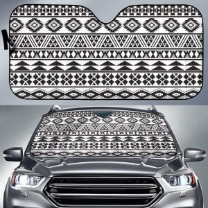 White And Grey Aztec Car Auto Sun Shade