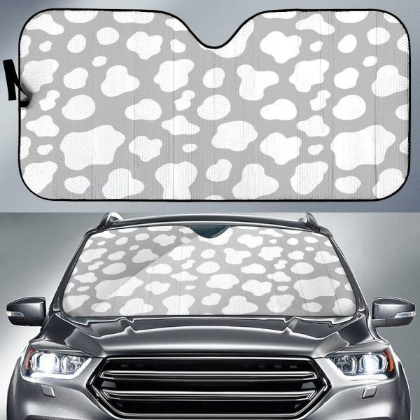 White And Grey Cow Car Auto Sun Shade