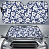 White Blue Hibiscus Floral Car Auto Sun Shade