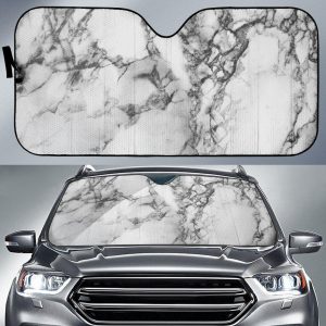 White Dark Grey Marble Car Auto Sun Shade