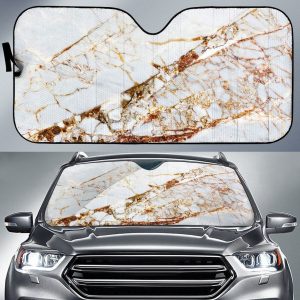 White Gold Grunge Marble Car Auto Sun Shade