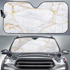 White Gold Scratch Marble Car Auto Sun Shade