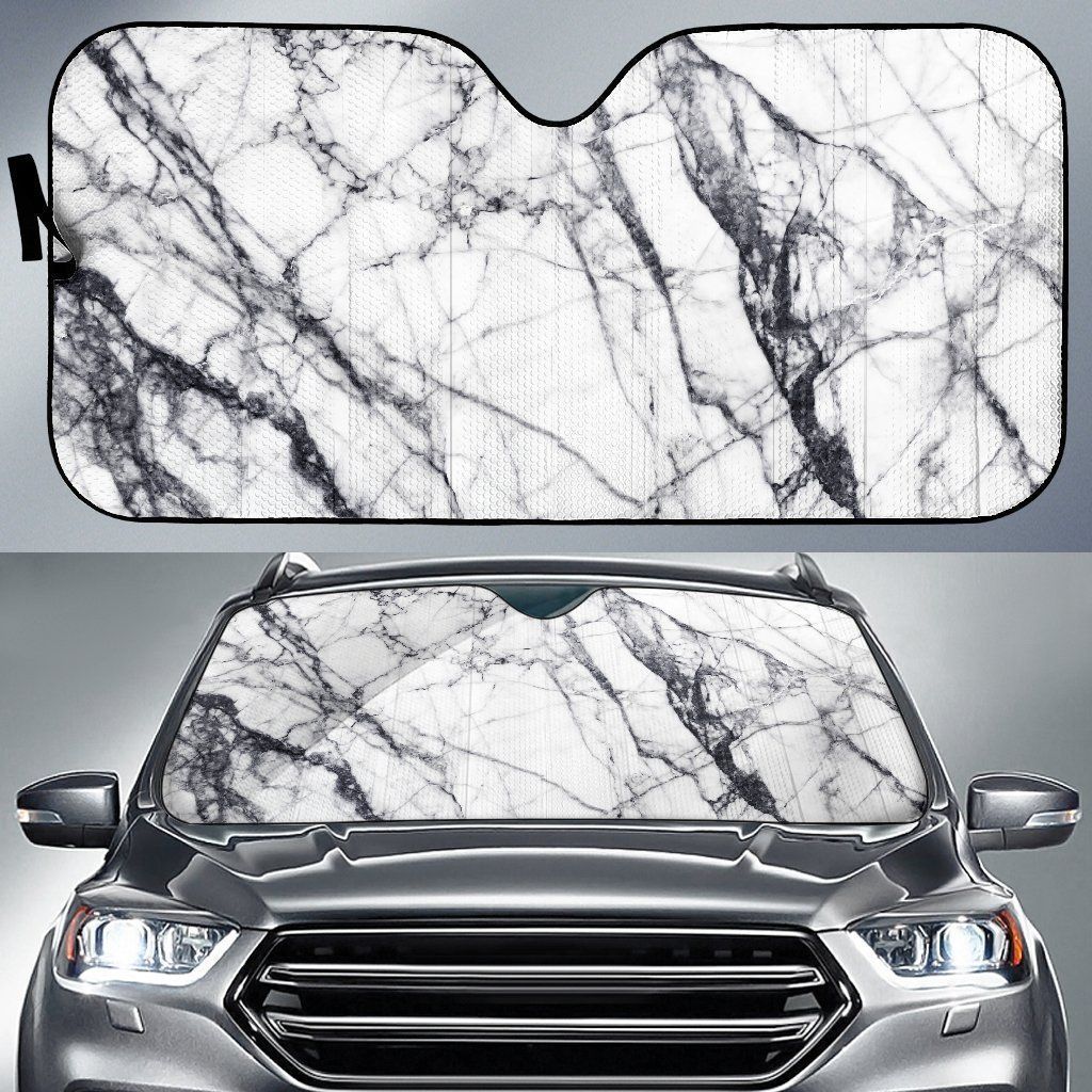 White Gray Scratch Marble Car Auto Sun Shade White Gray Scratch Marble Car Auto Sun Shade