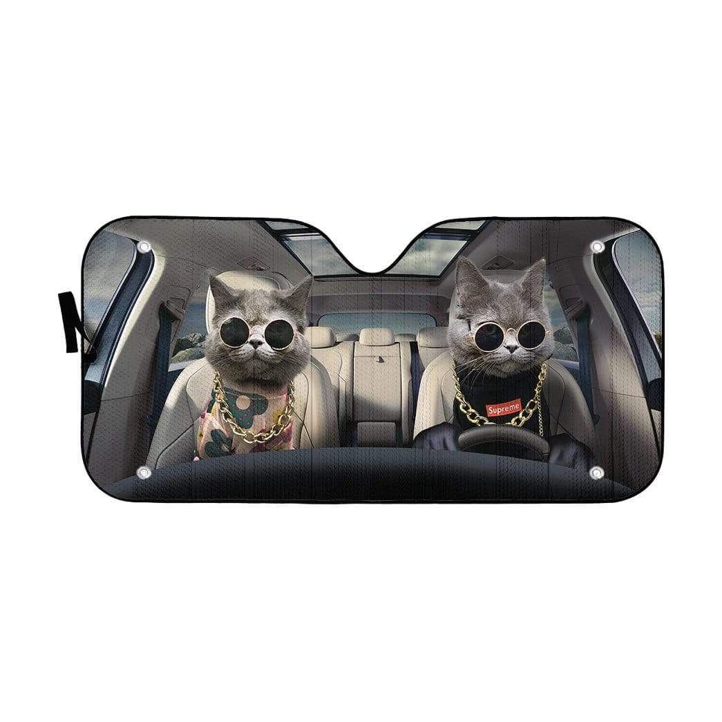 White Shorthair Cats Car Auto Sun Shade White Shorthair Cats Car Auto Sun Shade