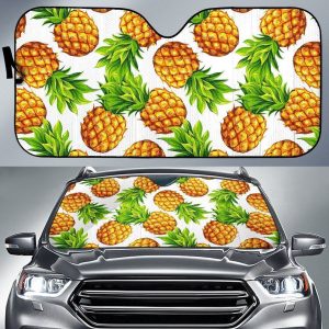 White Summer Pineapple Car Auto Sun Shade