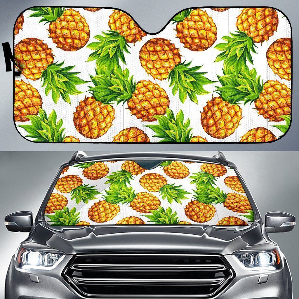 White Summer Pineapple Car Auto Sun Shade White Summer Pineapple Car Auto Sun Shade
