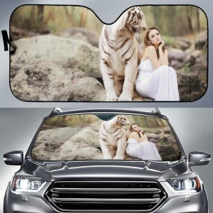 White Tiger Model Girl Photoshoot Car Auto Sun Shade