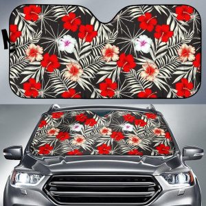 White Tropical Hibiscus Car Auto Sun Shade