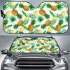 White Watercolor Pineapple Car Auto Sun Shade