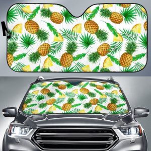 White Watercolor Pineapple Car Auto Sun Shade