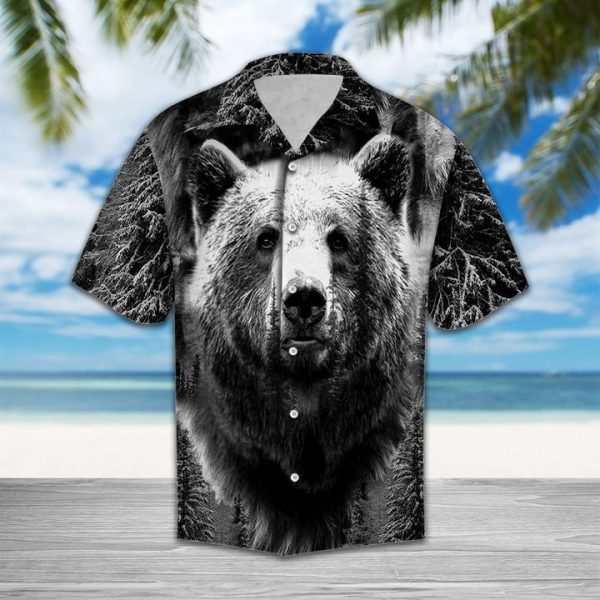 Wild Bear Hawaiian Shirt Summer Button Up