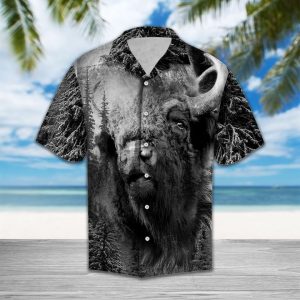 Wild Bison Hawaiian Shirt Summer Button Up