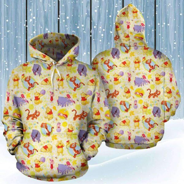 Winnie The Pooh And Friends Cute Pattern 3D Printed Hoodie/Zipper Hoodie