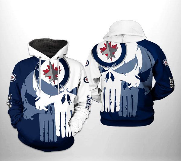 Winnipeg Jets NHL Team Skull 3D Printed Hoodie/Zipper Hoodie