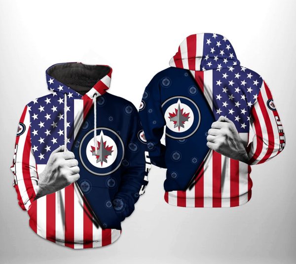 Winnipeg Jets NHL US FLag 3D Printed Hoodie/Zipper Hoodie