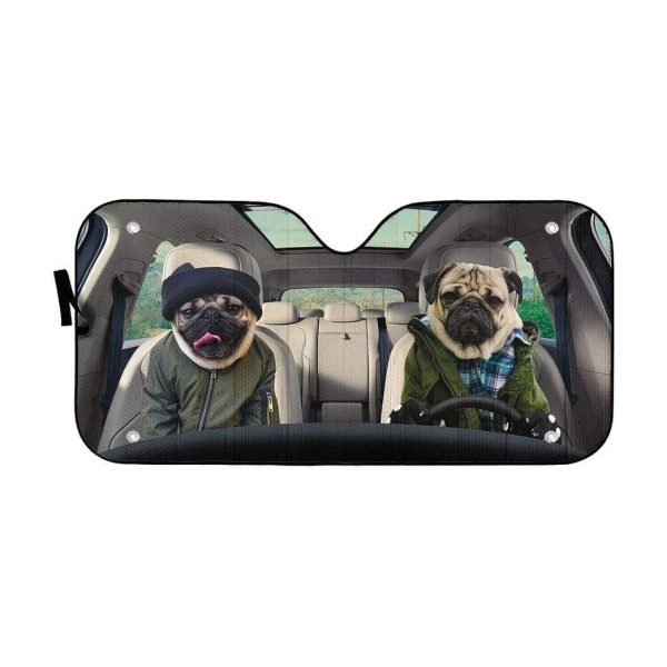 Winter Friend Pugs Car Auto Sun Shade