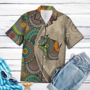 Wisconsin Mandala Hawaiian Shirt Summer Button Up