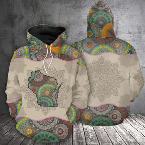 Wisconsin State Mandala 3D Printed Hoodie/Zipper Hoodie