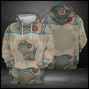 Wisconsin State Mandala 3D Printed Hoodie/Zipper Hoodie