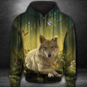 Wolf And Butterfly 3D Printed Hoodie/Zipper Hoodie